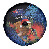 New Zealand Christmas Spare Tire Cover Santa Kiwi Bird With Pohutukawa Flowers - Polynesian Pride