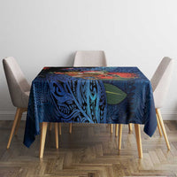 New Zealand Christmas Tablecloth Santa Kiwi Bird With Pohutukawa Flowers - Polynesian Pride
