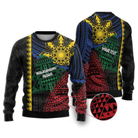 Personalised Philippines Christmas Ugly Christmas Sweater Xmas Tree Filipino Tribal Patterns - Polynesian Pride