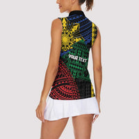 Personalised Philippines Christmas Women Sleeveless Polo Shirt Xmas Tree Filipino Tribal Patterns - Polynesian Pride