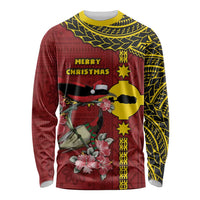 Rotuma Christmas Long Sleeve Shirt Rotuma Myzomela Birds With Hibiscus Flowers - Polynesian Pride