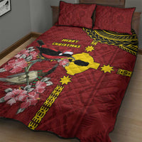 Rotuma Christmas Quilt Bed Set Rotuma Myzomela Birds With Hibiscus Flowers - Polynesian Pride