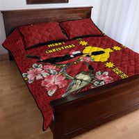 Rotuma Christmas Quilt Bed Set Rotuma Myzomela Birds With Hibiscus Flowers - Polynesian Pride
