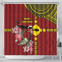 Rotuma Christmas Shower Curtain Rotuma Myzomela Birds With Hibiscus Flowers DT05 - Polynesian Pride