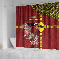 Rotuma Christmas Shower Curtain Rotuma Myzomela Birds With Hibiscus Flowers DT05 - Polynesian Pride