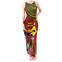 Rotuma Christmas Tank Maxi Dress Rotuma Myzomela Birds With Hibiscus Flowers - Polynesian Pride