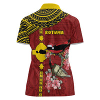 Rotuma Christmas Women Polo Shirt Rotuma Myzomela Birds With Hibiscus Flowers DT05 - Polynesian Pride