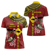 Rotuma Christmas Women Polo Shirt Rotuma Myzomela Birds With Hibiscus Flowers DT05 - Polynesian Pride