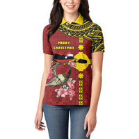 Rotuma Christmas Women Polo Shirt Rotuma Myzomela Birds With Hibiscus Flowers DT05 - Polynesian Pride