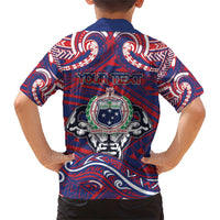 Personalised Samoa Gym Family Matching Short Sleeve Bodycon Dress and Hawaiian Shirt Muscle Samoan Tribal Waves DT05 - Polynesian Pride