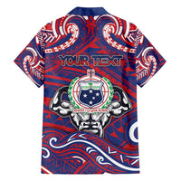Personalised Samoa Gym Family Matching Short Sleeve Bodycon Dress and Hawaiian Shirt Muscle Samoan Tribal Waves DT05 - Polynesian Pride