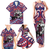 Personalised Samoa Gym Family Matching Tank Maxi Dress and Hawaiian Shirt Muscle Samoan Tribal Waves DT05 - Polynesian Pride