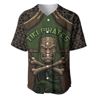 Personalised Hawaii Tiki Pirates Baseball Jersey Kakau Pattern Polynesian Style