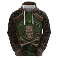 Personalised Hawaii Tiki Pirates Zip Hoodie Kakau Pattern Polynesian Style