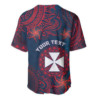 Personalised Wallis And Futuna Baseball Jersey Hibiscus Polynesian Tribal Pattern