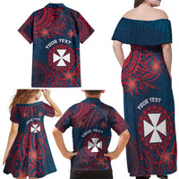 Personalised Wallis And Futuna Family Matching Off Shoulder Maxi Dress and Hawaiian Shirt Hibiscus Polynesian Tribal Pattern