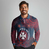 Personalised Wallis And Futuna Long Sleeve Polo Shirt Hibiscus Polynesian Tribal Pattern