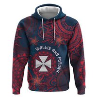 Personalised Wallis And Futuna Zip Hoodie Hibiscus Polynesian Tribal Pattern