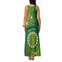 Personalised Cook Islands Family Matching Tank Maxi Dress and Hawaiian Shirt Hibiscus Polynesian Tribal Pattern