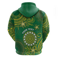 Personalised Cook Islands Hoodie Hibiscus Polynesian Tribal Pattern