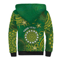 Personalised Cook Islands Sherpa Hoodie Hibiscus Polynesian Tribal Pattern
