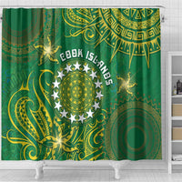 Cook Islands Shower Curtain Hibiscus Polynesian Tribal Pattern