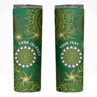 Personalised Cook Islands Skinny Tumbler Hibiscus Polynesian Tribal Pattern