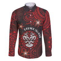 Personalised Easter Island Family Matching Off The Shoulder Long Sleeve Dress and Hawaiian Shirt Hibiscus Polynesian Tribal Pattern