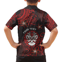 Personalised Easter Island Family Matching Off Shoulder Short Dress and Hawaiian Shirt Hibiscus Polynesian Tribal Pattern