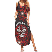 Personalised Easter Island Family Matching Summer Maxi Dress and Hawaiian Shirt Hibiscus Polynesian Tribal Pattern