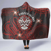 Easter Island Hooded Blanket Hibiscus Polynesian Tribal Pattern