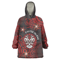 Personalised Easter Island Wearable Blanket Hoodie Hibiscus Polynesian Tribal Pattern
