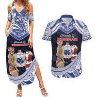 Samoa Christmas Couples Matching Summer Maxi Dress and Hawaiian Shirt Samoan Siva Dance With Santa DT05 Navy - Polynesian Pride