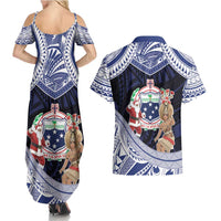 Samoa Christmas Couples Matching Summer Maxi Dress and Hawaiian Shirt Samoan Siva Dance With Santa DT05 - Polynesian Pride