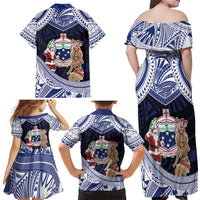 Samoa Christmas Family Matching Off Shoulder Maxi Dress and Hawaiian Shirt Samoan Siva Dance With Santa DT05 - Polynesian Pride