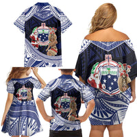 Samoa Christmas Family Matching Off Shoulder Short Dress and Hawaiian Shirt Samoan Siva Dance With Santa DT05 - Polynesian Pride