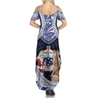 Samoa Christmas Family Matching Summer Maxi Dress and Hawaiian Shirt Samoan Siva Dance With Santa DT05 - Polynesian Pride