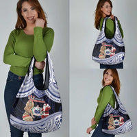 Samoa Christmas Grocery Bag Samoan Siva Dance With Santa - Polynesian Pride