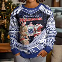 Samoa Christmas Kid Ugly Christmas Sweater Samoan Siva Dance With Santa - Polynesian Pride