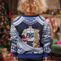 Samoa Christmas Kid Ugly Christmas Sweater Samoan Siva Dance With Santa - Polynesian Pride