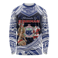 Samoa Christmas Long Sleeve Shirt Samoan Siva Dance With Santa - Polynesian Pride