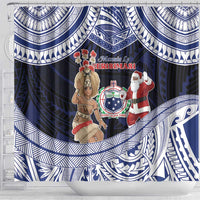 Samoa Christmas Shower Curtain Samoan Siva Dance With Santa - Polynesian Pride