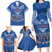 Toa Samoa Family Matching Long Sleeve Bodycon Dress and Hawaiian Shirt Samoan Warrior Spirit Rugby - Polynesian Pride