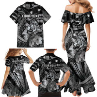 Personalised Maori Romantic Valentine Family Matching Mermaid Dress and Hawaiian Shirt The Hongi Kiss Black Galaxy DT05 - Polynesian Pride