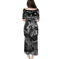 Personalised Maori Romantic Valentine Family Matching Puletasi and Hawaiian Shirt The Hongi Kiss Black Galaxy DT05 - Polynesian Pride