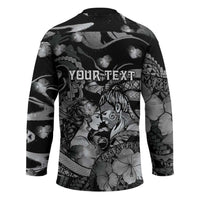 Personalised Maori Romantic Valentine Hockey Jersey The Hongi Kiss Black Galaxy