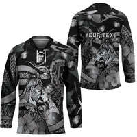 Personalised Maori Romantic Valentine Hockey Jersey The Hongi Kiss Black Galaxy