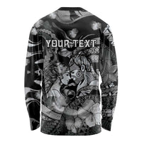 Personalised Maori Romantic Valentine Long Sleeve Shirt The Hongi Kiss Black Galaxy