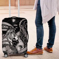Maori Romantic Valentine Luggage Cover The Hongi Kiss Black Galaxy