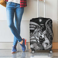 Maori Romantic Valentine Luggage Cover The Hongi Kiss Black Galaxy